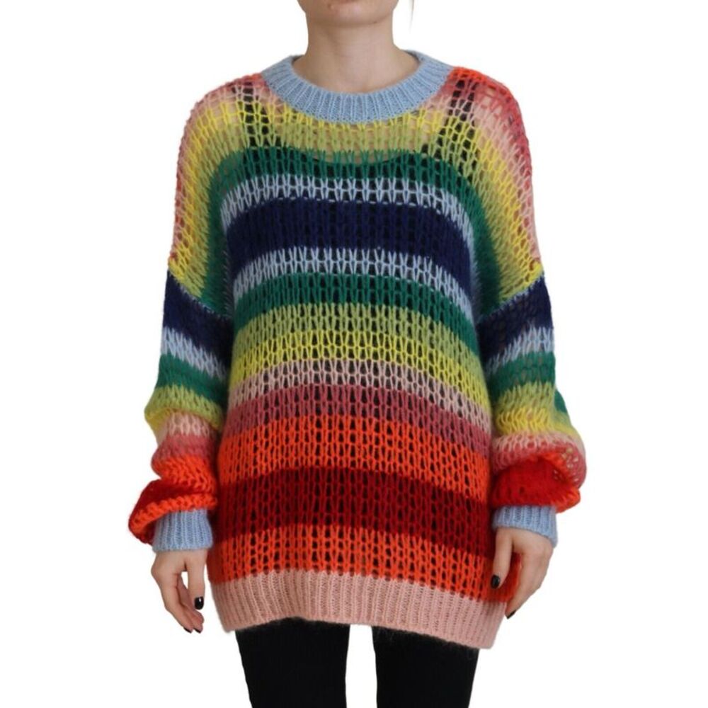 Dsquared² Multicolor Knitted Mohair Crewneck Pullover Women's Sweater